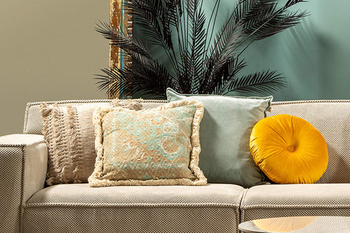 SYNNE - kussenhoes 45x45 cm - Harbor Gray - beige, blauw