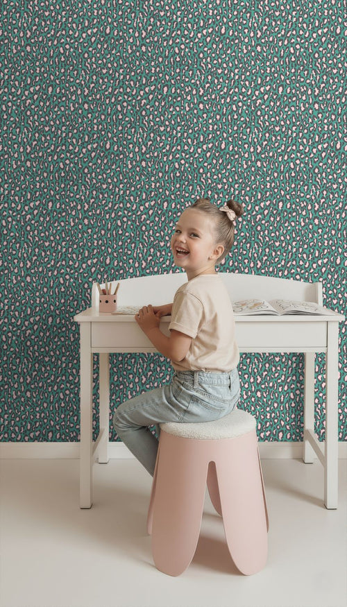 ESTAhome behang panterprint turquoise - 50 x 900 cm - 132202