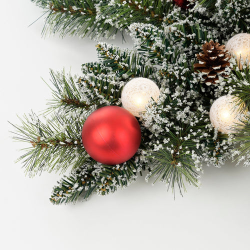 Black Box Trees Kaprun Kerstkrans Ster met LED Verlichting - Kerst Krans Ø90 cm met Kerstversiering en Dennenappels - Groen Frosted, Rood