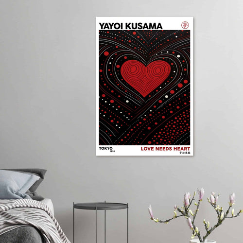 Artfulprints  Yayoi Kusama - Love needs heart   poster 70x100 cm