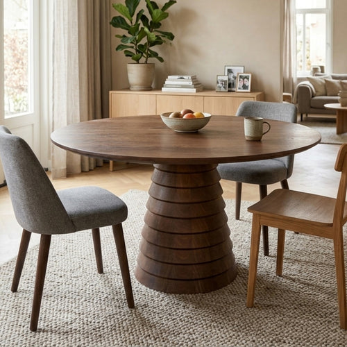 DÉJA Living Eettafel Marín - Rond Donkerbruin Mangohout - 130x130x76cm