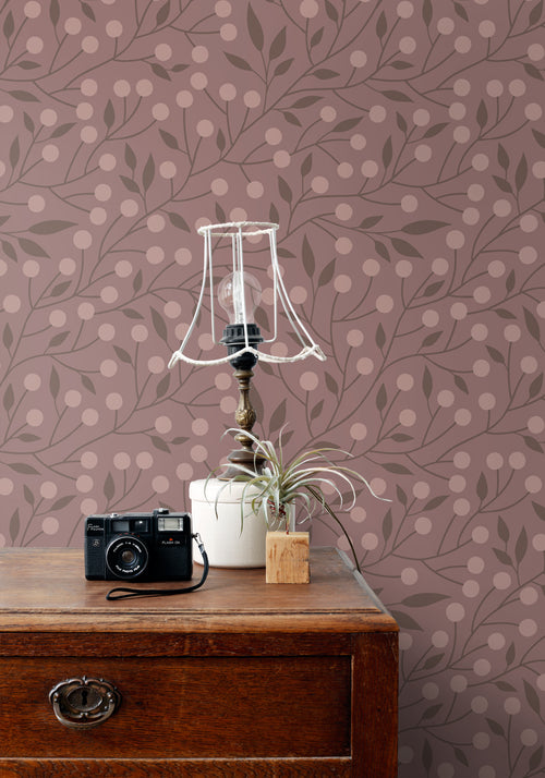 ESTAhome behang bloemmotief oudroze en aubergine paars - 50 x 900 cm - 131130 - vtwonen shop