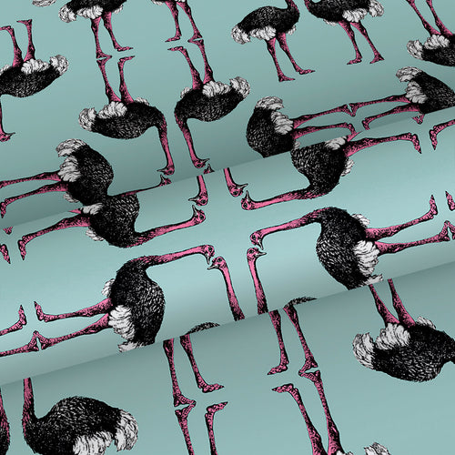 Walls4You behang flamingo's turquoise en zwart - 53 cm x 10 m - 640122