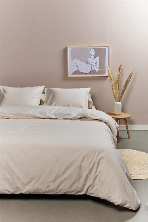 Ambiante Cotton Uni dekbedovertrek - Effen - Eenpersoons - 140x200/220 - Zand - vtwonen shop