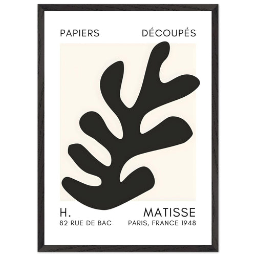 Artfulprints Poster met Lijst Matisse – Ocean petals black   - 50x70 cm - Zwart