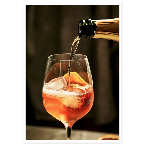 Artfulprints Poster met Lijst Aperol Spritz - Lifestyle   - A4 21x29.7 cm - Oranje