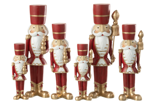 J-Line kerstfiguur Notenkraker - polyresin - wit/rood - large - 2 stuks - vtwonen shop