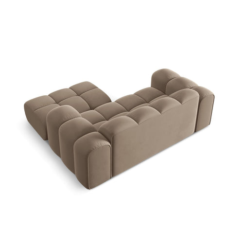 Cosmopolitan Design - Rechter hoekbank Treno 2-zits, flueel cappuccino - 164x180x70cm
