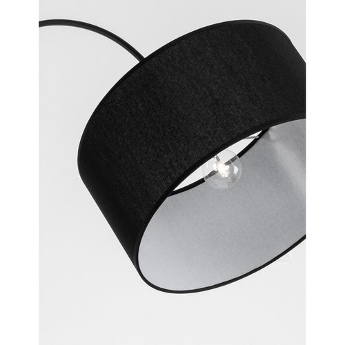 Merano Frisco Arc Staande Lamp Zwart Stoffen Kap Zwart Aluminium Voet LED E27