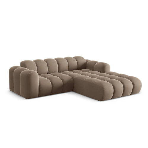 Cosmopolitan Design - Rechter hoekbank Treno 3-zits, flueel cappuccino - 184x240x70cm