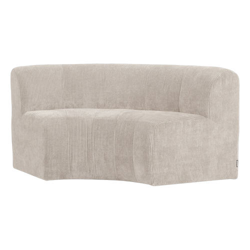 WOOOD eetbank halfronde hoek rugleuning Mojo Base - Rib - Ecru - 83x152x76