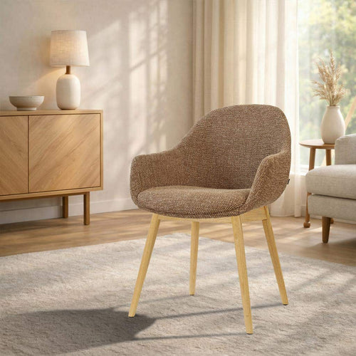 Nolon Nio-Mae eetkamerstoel bruin blend - houten onderstel