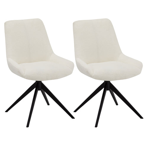 Furnhouse eetkamerstoel Helena - Crème wit - Stof (Bouclé) - Set van 2
