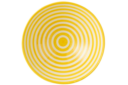 J-Line kom Lebrillo Granada Stripes - keramiek - wit/geel