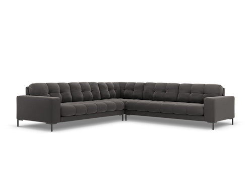Cosmopolitan Design Symmetrische hoekbank Bali 6-zits, flueel, donkergrijs - 256x256x75cm
