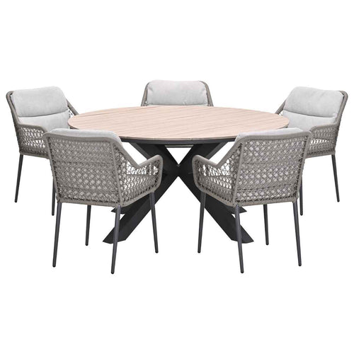 Garden Impressions tuinset Pemba - Tulli - taupe - Ø148x75 cm - 6-delig