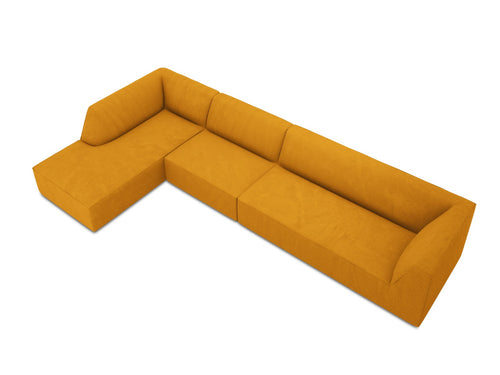 Micadoni linker hoekbank Ruby 5-zits, ribfluwelen, geel - 180x366x69cm