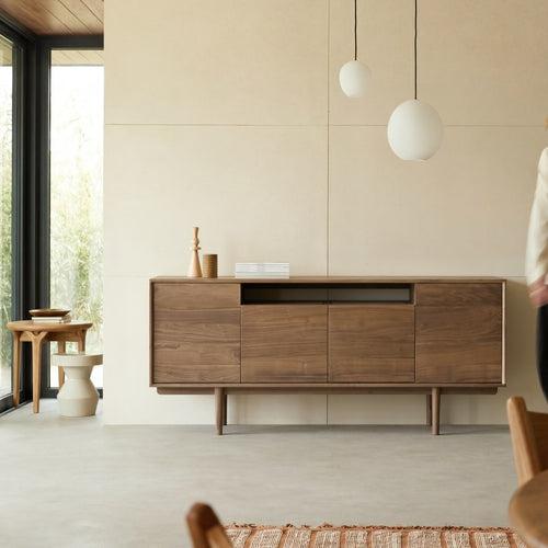 Tikamoon Dressoir van massief notenhout 180 cm - Bruin