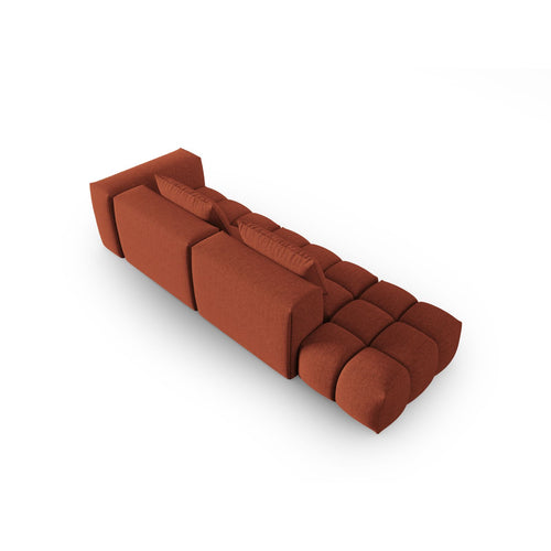 Cosmopolitan Design - Linker modulaire bank Verona 4-zits, structurele stof koraal - 85x265x70cm