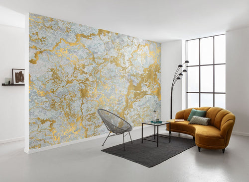 Sanders & Sanders fotobehang marmer goud en grijs - 400 x 280 cm - 612474
