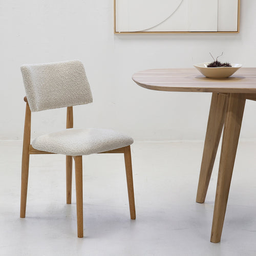 Giga Meubel Eetkamerstoel Nova - Eikenhout/Polyester - Beige - Set van 2 - vtwonen shop