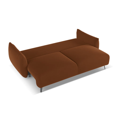 LaMiaSofa 3-zits slaapbank Genova - velours - terracotta - 230x105x86