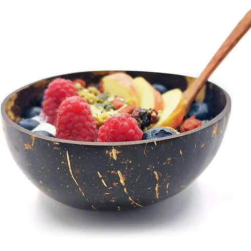Furnilux Kokoskommen met eetstokjes - Set van 2 - handgemaakt -  geschenkdoos - 13x13x15cm