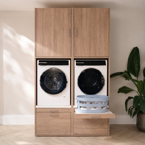 Wastoren® wasmachinekast - Twin Collection 4.3-E - naturel eiken - 134 x 233 x 65 cm