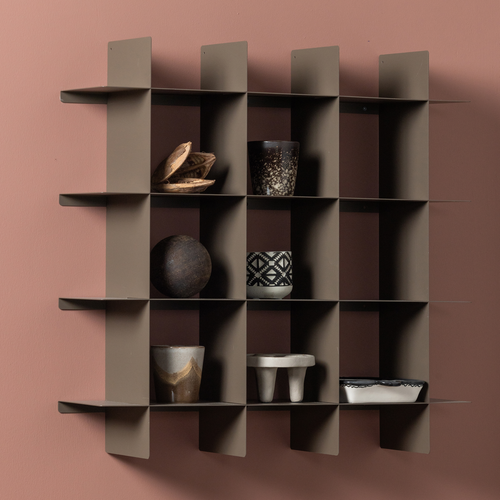 WOOOD wandrek Brik - Metaal - Mokkabruin - 60x60x15