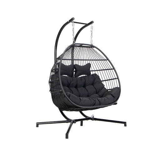 HOME DELUXE hangstoel LOMA – 2 zits zwart - vtwonen shop