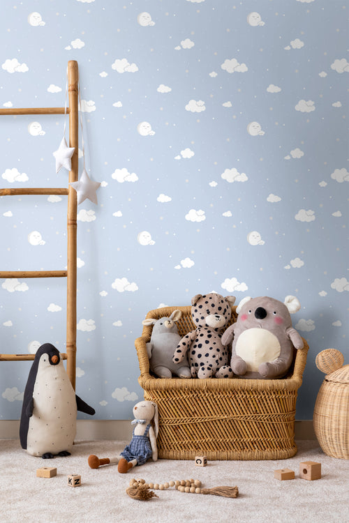 Sanders & Sanders behang wolkjes blauw en wit - 53 cm x 10 m - 640557