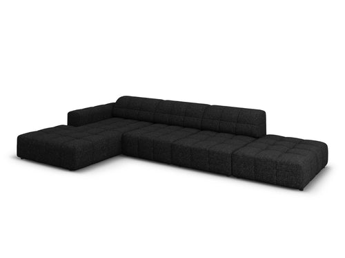 Cosmopolitan Design linker hoekbank Chicago 5-zits, chenille zwart - 167x348x78cm