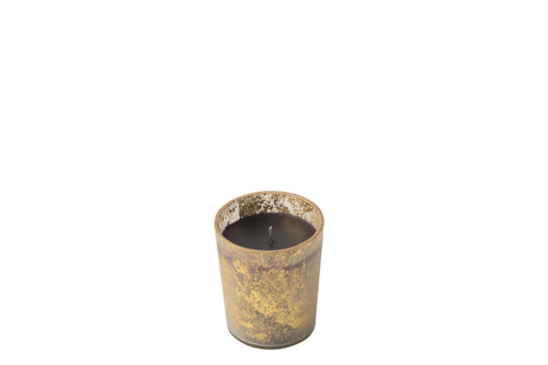 J-Line geurkaars M-Chic - Oud & Amber - glas - goud/zwart - small - 48U