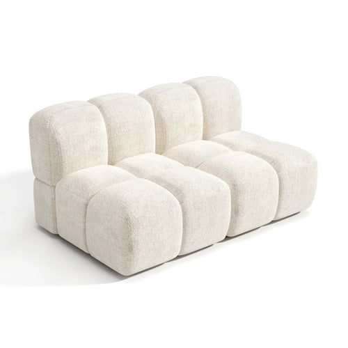 Sia Home - Modulaire bank NUBI - Fluweel met structuur - Crème - 380cm