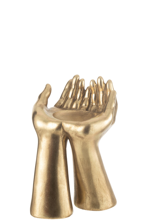 J-Line kandelaar Handen - polyresin - goud - vtwonen shop