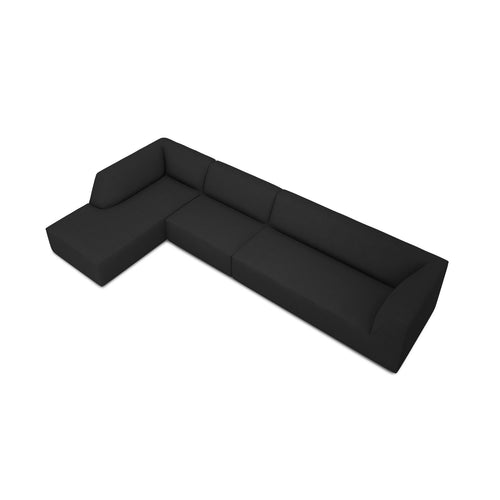 Cosmopolitan Design - Modulaire hoekbank links Siena 5-zits, structurele stof zwart - 180x366x69cm
