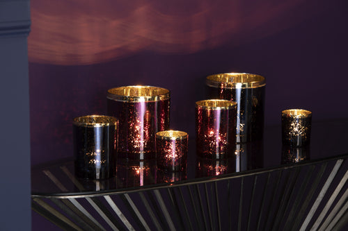 J-Line windlicht Rand - glas - bordeaux/goud - small - 6 stuks - vtwonen shop