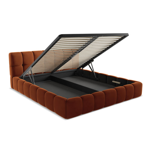 LaMiaSofa Bed met opbergruimte Roma - velours - terracotta - 200x228x82