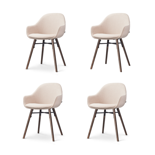 Nolon Nena-Mae Eetkamerstoelen Set van 4 - Beige - Walnoot - vtwonen shop