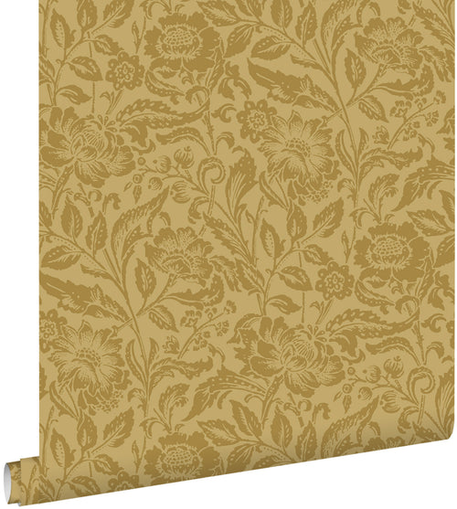 ESTAhome behang vintage bloemen vergrijsd olijfgroen - 50 x 900 cm - 131682