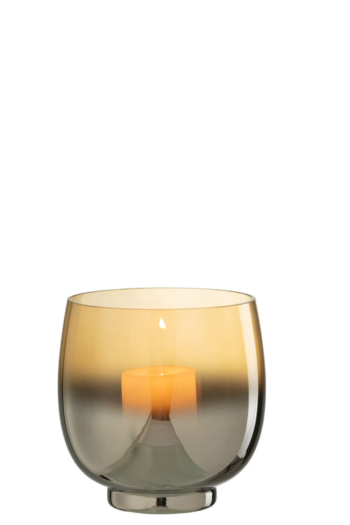 J-Line windlicht Rond - glas - geel/zilver - medium - vtwonen shop