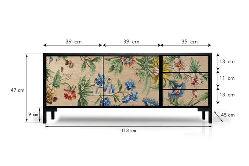 Meubel TV 2 deuren 3 lades JAN gelakt MDF met bloemenprint - vtwonen shop