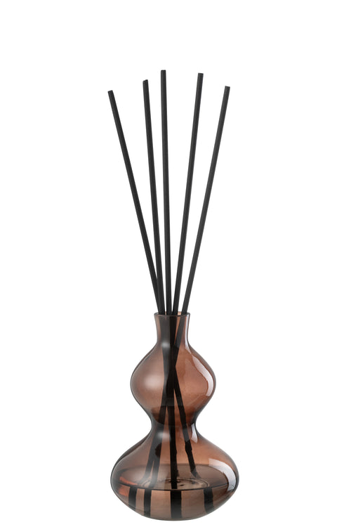 J-Line geurolie + stokjes Li-ly land - glas - bruin - small - vtwonen shop