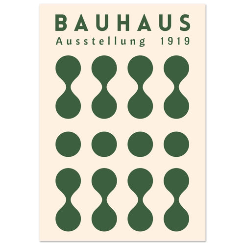Artfulprints Poster met Lijst Bauhaus - Ausstellung green   - A4 21x29.7 cm - Donkergroen
