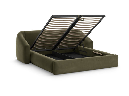 Cosmopolitan Design Opbergbed met hoofdeinde Campi 200x140cm flueel groente - 230x208x80cm
