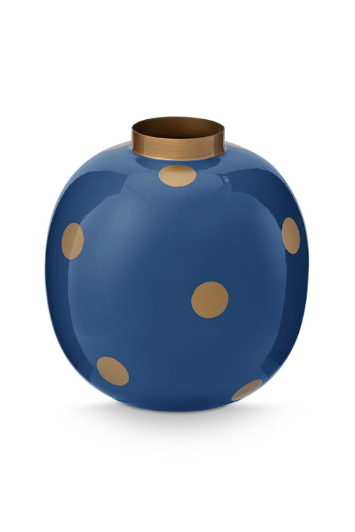 Pip Studio Vaas Dots - Metaal - Navy/ Goud - 23cm - vtwonen shop
