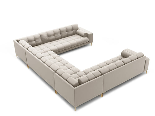 Cosmopolitan Design Panoramische bank Bali 9-zits, structurele stof, beige - 256x327x75cm