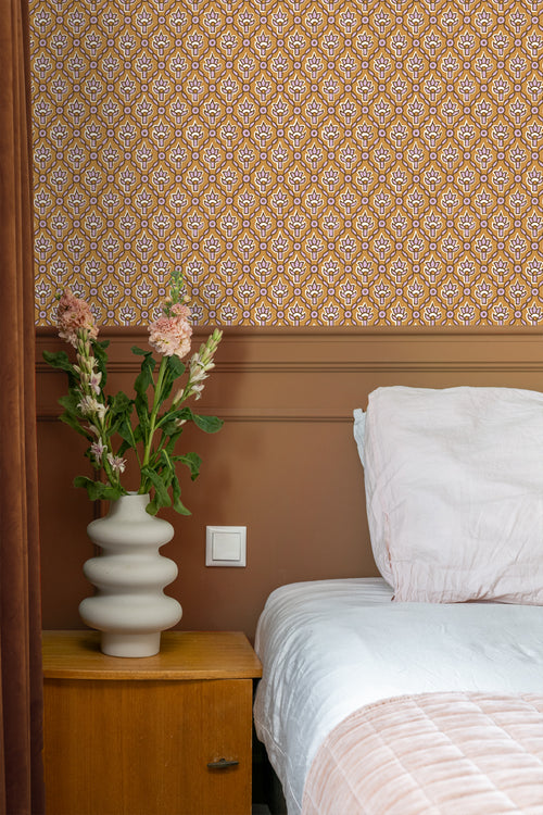 ESTAhome behang vintage bloemen bruin en lila paars - 50 x 900 cm - 131541 - vtwonen shop