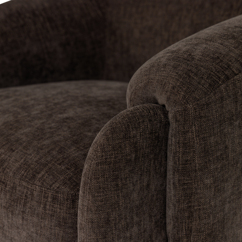 WOOOD fauteuil Moru - Chenille - Donkerbruin - 83x90x71
