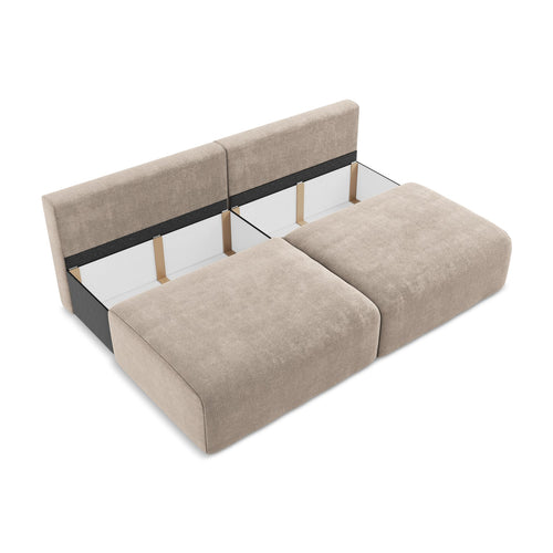 LaMiaSofa 3-zits slaapbank Ostia - chenille stof - donkerbeige - 216x102x79